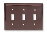 Hubbell Wiring Device-Kellems Toggle Switch Wall Plate,3 Gang,Brown NP3