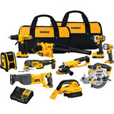 Dewalt 20V MAX 10 Tool Combo Kit with 2 Batteries Charger (2) Contractor Bags