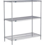 Nexel 3 Shelf Nexelate Silver Epoxy Wire Shelving Unit Starter 54""W x 14""D x 5