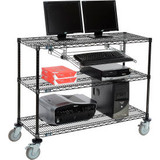 Nexel 3-Shelf Mobile Wire Computer LAN Workstation w/Keyboard Tray 48""W x 18""D