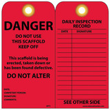 NMC™ "Danger Do Not Use This Scaffold", Tags, Red, 25/Pkg