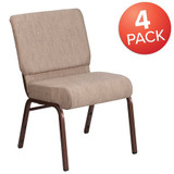 Flash Furniture Beige Fabric Church Chair,PK4 4-FD-CH0221-4-CV-BGE1-GG