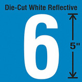 Stranco Die-Cut Reflective Number Label, 6,PK5 DWR-5-6-5
