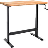 Global Industrial Hand-Crank Adjustable Height Workbench Maple Safety Edge 48""W