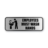 COSCO Brushed Metal Office Sign, Employees Must Wash Hands, 9 X 3, Silver 098205