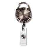 COSCO Myid Carabiner-Style Badge Reel, Retractable 23" Nylon Cord, Pewter 075031