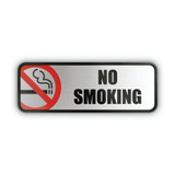 COSCO Brush Metal Office Sign, No Smoking, 9 X 3, Silver/red 098207