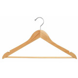 Econoco Flat Wood Hanger,Natural,with Bar,PK100 WH1761BNC