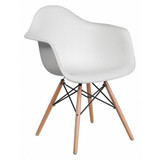 Flash Furniture Chair,Wood,Plastc,White,Alonza Series FH-132-DPP-WH-GG