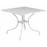 Flash Furniture White Patio Table,35.5SQ CO-6-WH-GG