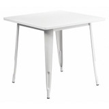 Flash Furniture White Metal Table,31.5SQ ET-CT002-1-WH-GG