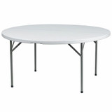 Flash Furniture Wh 60Rnd Plastic Fold Table DAD-YCZ-154-GW-GG