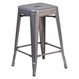 Flash Furniture Clear Backless Metal Stool,24" XU-DG-TP0004-24-GG