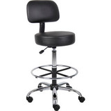 Interion Vinyl Medical Stool with Backrest and Footring Black