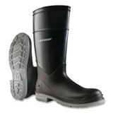 PolyGoliath Rubber Boots, Plain Toe, Men's 8, 16 in Boot, Polyblend/PVC, Black/Gray