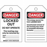 Brady Danger Tag,Locked Out Do Not Operte,PK10 145769