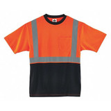 Glowear by Ergodyne Black Front Safety T-Shirt,Large,Orange 8289BK