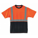 Glowear by Ergodyne Black Front Safety T-Shirt,XL,Orange 8289BK