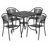 Flash Furniture Black Patio Table Set,35.5SQ CO-35SQ-03CHR4-BK-GG