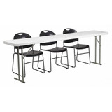 Flash Furniture Fold Trng Table Set w/3 Blk Chrs,18"x72" RB-1896-1-GG