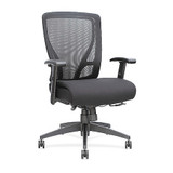 Lorell Fabric Seat Mesh Mid-Back Chair,Black LLR40204