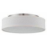 Nuvo Flush Fixture,1L,Fabric Shade,Br Nkl 62-524