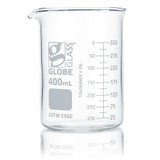 Globe Scientific Beaker,400 mL,113 mm H,77 mm Dia,PK12 8010400