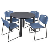 Regency Kee 48" Round Breakroom Table,Grey/ Blac TB48RNDGYBPBK44BE