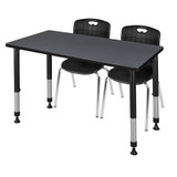 Regency Kee 48" x 30" Height Adjust Table,Grey,2 MT4830GYAPBK40BK