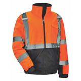 Ergodyne Jacket,Bomber,Winter,Tp R,Cl 3,HV Or,5X 8377