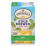 TWININGS® Cold Brew Iced Tea Bags, Mint, 0.07 Oz Tea Bag, 20/box TNA51335