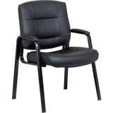 Interion Antimicrobial Leather Guest Chair Black
