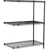 Nexel 3 Shelf Black Epoxy Wire Shelving Unit Add On 72""W x 14""D x 54""H