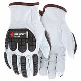 Mcr Safety Leather Gloves,White,M,PK12 36136M