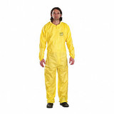 Ansell Collared Coveralls,L,Yellow,PE,PK25 68-2300