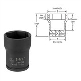 Grey Pneumatic Impact Socket,2-3/4",3/4"D,Lcknt 6pt. D 3788D
