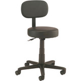 Interion Shop Stool with Backrest - Vinyl - Black