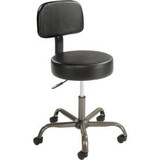Interion AntiMicrobial Medical Stool with Backrest - Vinyl - Black
