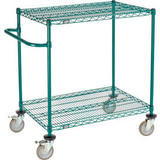 Nexel 2 Shelf Cart Poly-Green 36""L x 24""W x 40""H Polyurethane Brake Casters