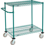 Nexel 2 Shelf Cart Poly-Green 36""L x 24""W x 40""H Polyurethane Rigid Casters