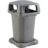 Global Industrial Plastic Outdoor Trash Can Hinged Lid 60 Gallon Gray