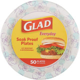 Glad Everyday 10 In. Blue Flower Round Paper Plates (50-Count) BBP0098