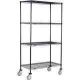 Nexel 4 Shelf Truck Black Epoxy 48""W x 14""D x 60""H Polyurethane Swivel Caster