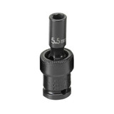 Grey Pneumatic Socket,5.5mm,1/4"D,Impact,Univ 6pt. 955UMS