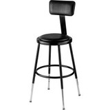 Interion Steel Shop Stool w/Backrest & Padded Seat - Adjustable Height 19""-27""