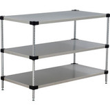 Nexel 3 Shelf Stainless Steel Solid Shelving Unit Starter 48""W x 18""D x 34""H