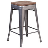Flash Furniture Backless Metal Stool,Clear,24" XU-DG-TP0004-24-WD-GG