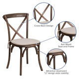 Flash Furniture Cross Back Chair,Early American,Cushion XU-X-EA-NTC-GG