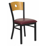 Flash Furniture Circle Chair,Blk/Natural,Burg Vinyl Seat XU-DG-6F2B-CIR-BURV-GG