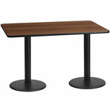 Flash Furniture Walnut Table,Rctngl w/Round Base,30"x60" XU-WALTB-3060-TR18-GG